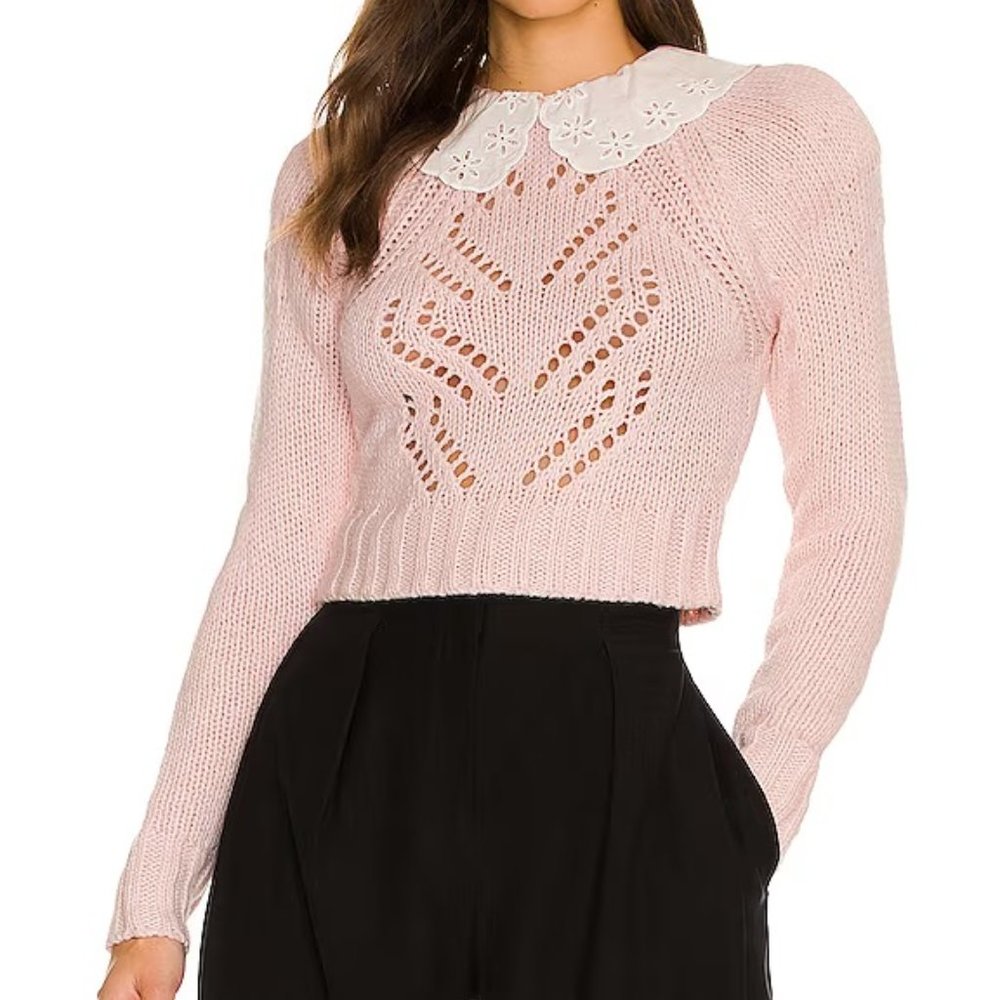 For Love & Lemons Baby Pink Stacey Sweater